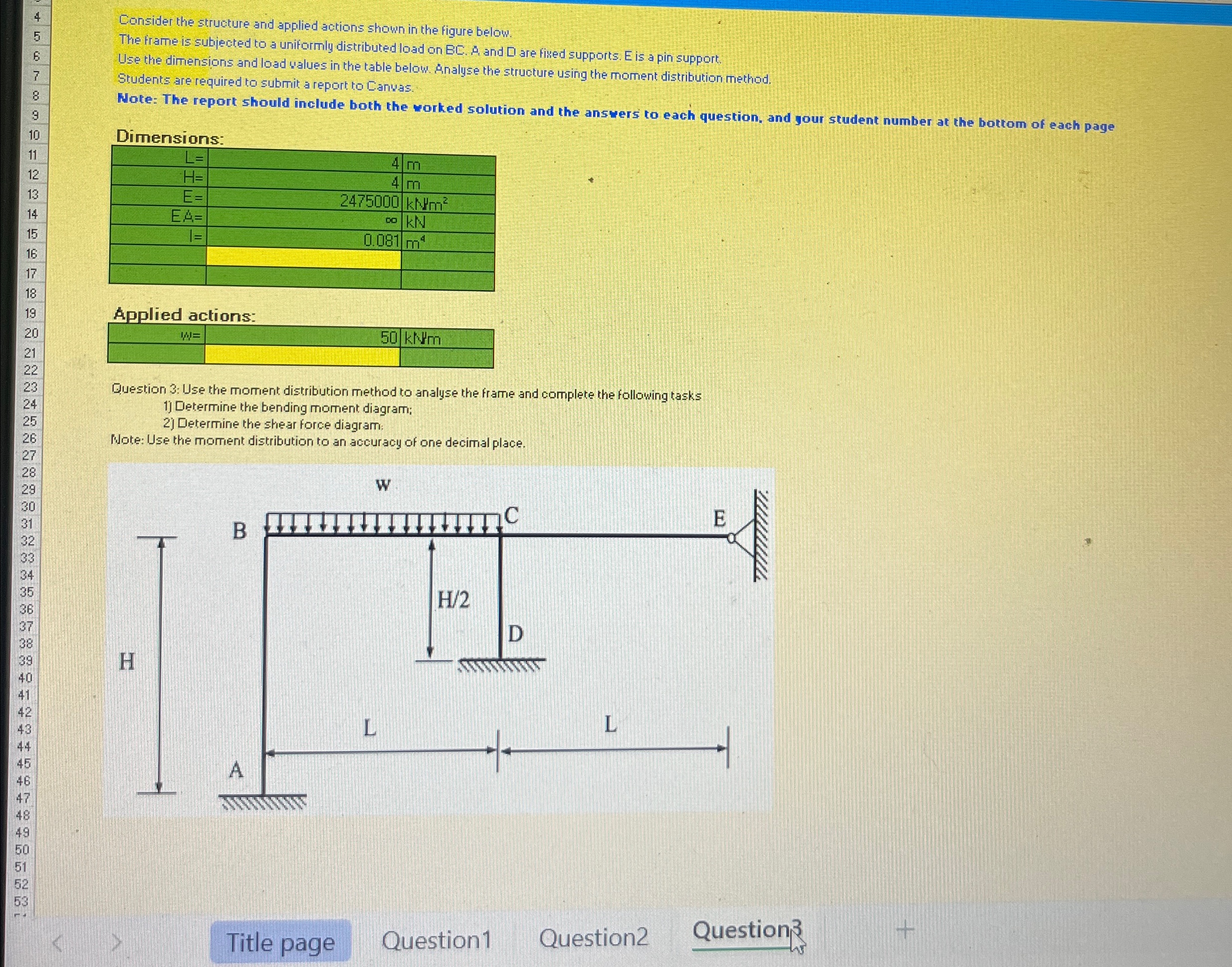 4 5 Consider the structure and applied actions