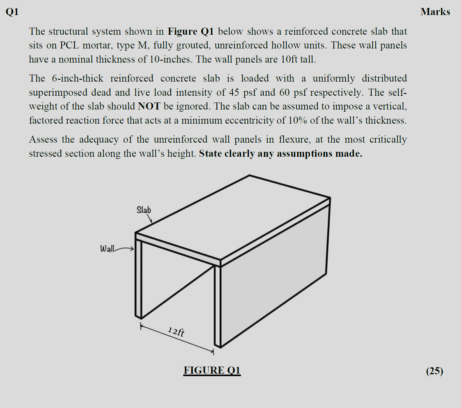 Q 1 Marks The structural system shown in Figure Q