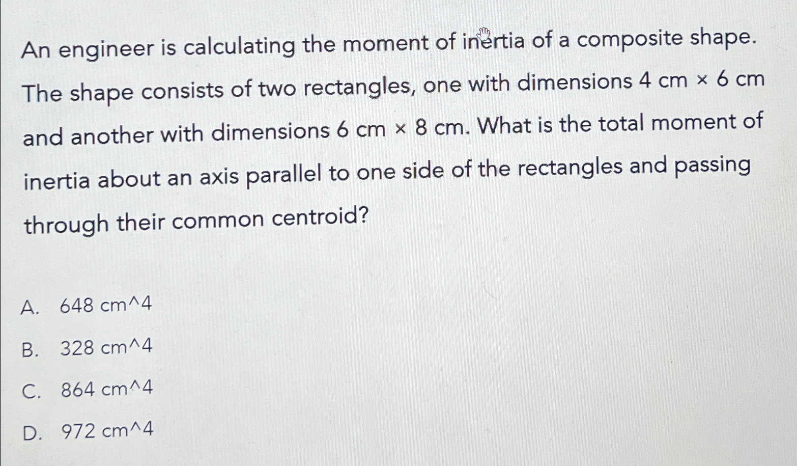 An engineer is calculating the moment of inertia