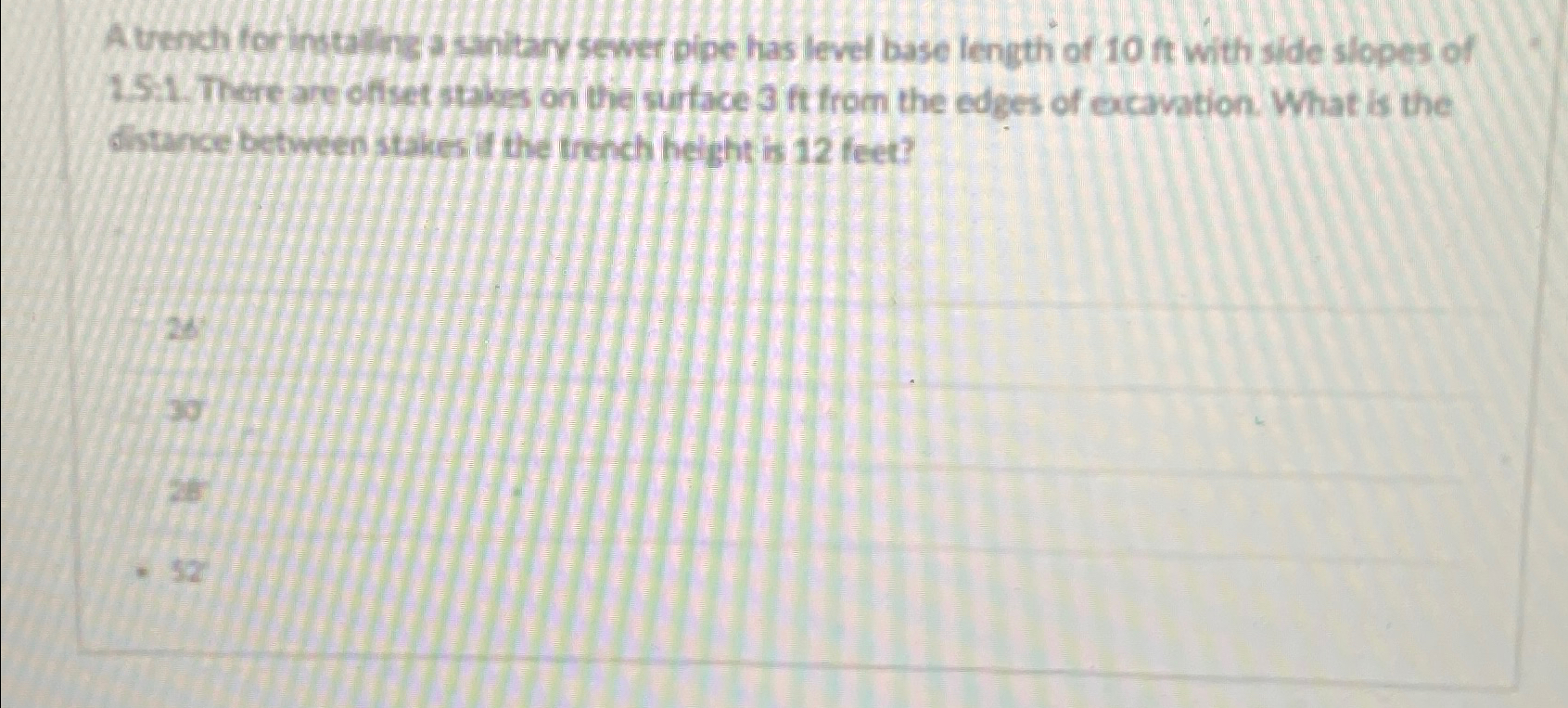 A tench for instalns a unitary sewer pipe has