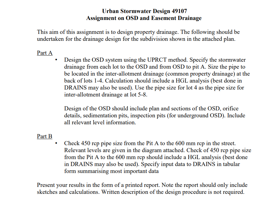 Urban Stormwater Design 4 9 1 0 7 Assignment on