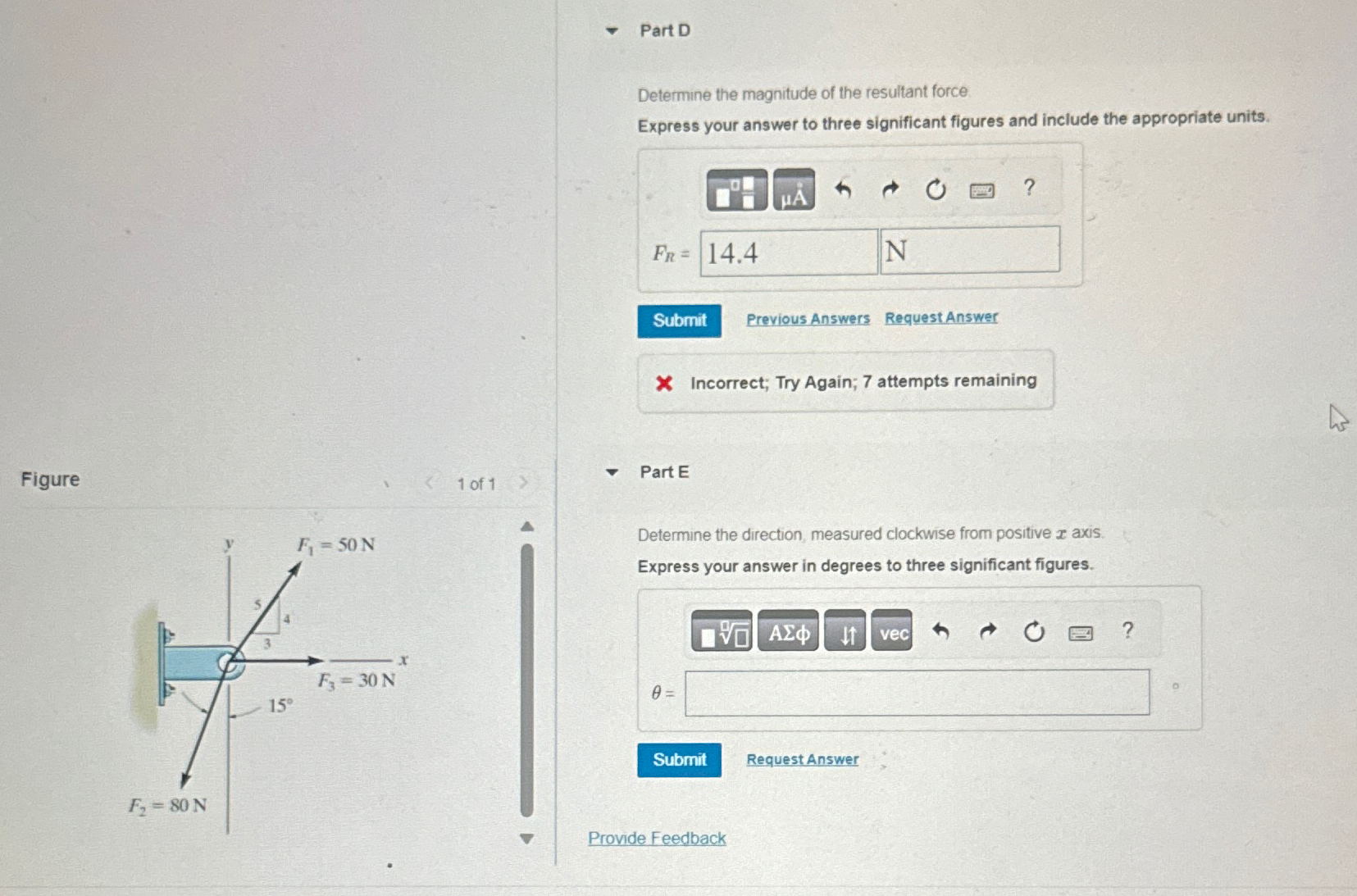 Part D Determine the magnitude of the resultant