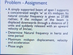Problem - Assignment A simply supported beam of