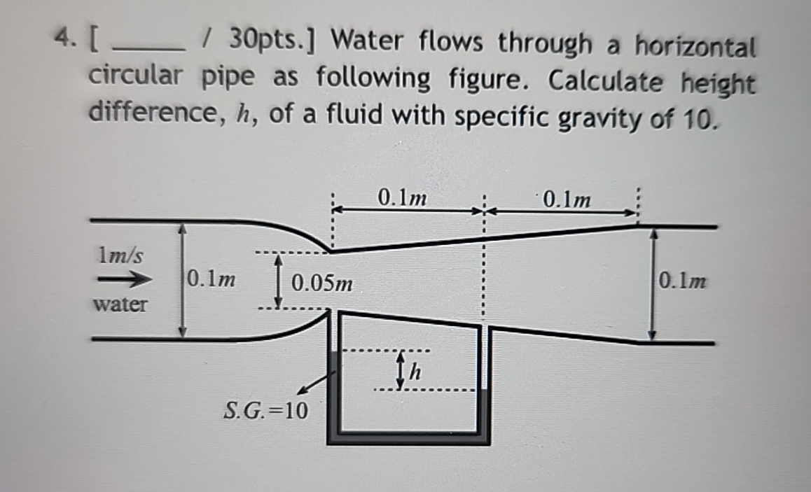 [ q , / 3 0 pts . ] Water flows through a