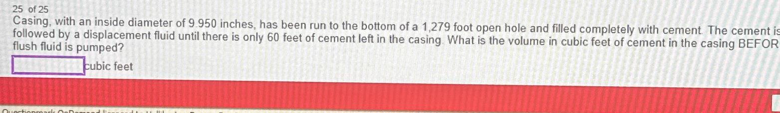 Casing, with an inside diameter of 9 . 9 5 0