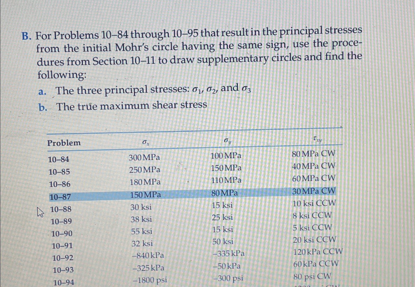 B . For Problems 1 0 - 8 4 through 1 0 - 9 5 that