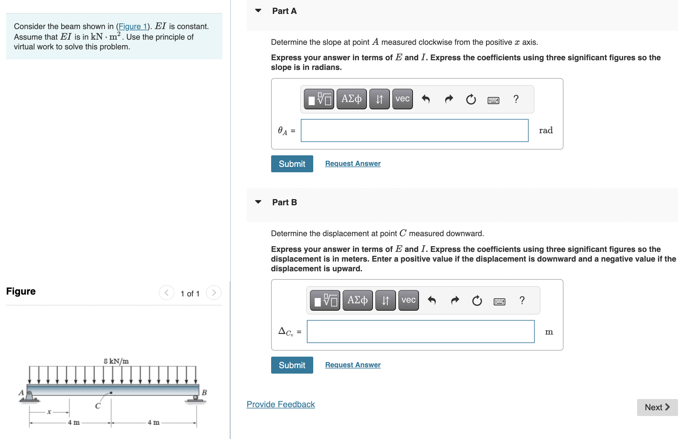 Consider the beam shown in ( Figure 1 ) . E I is