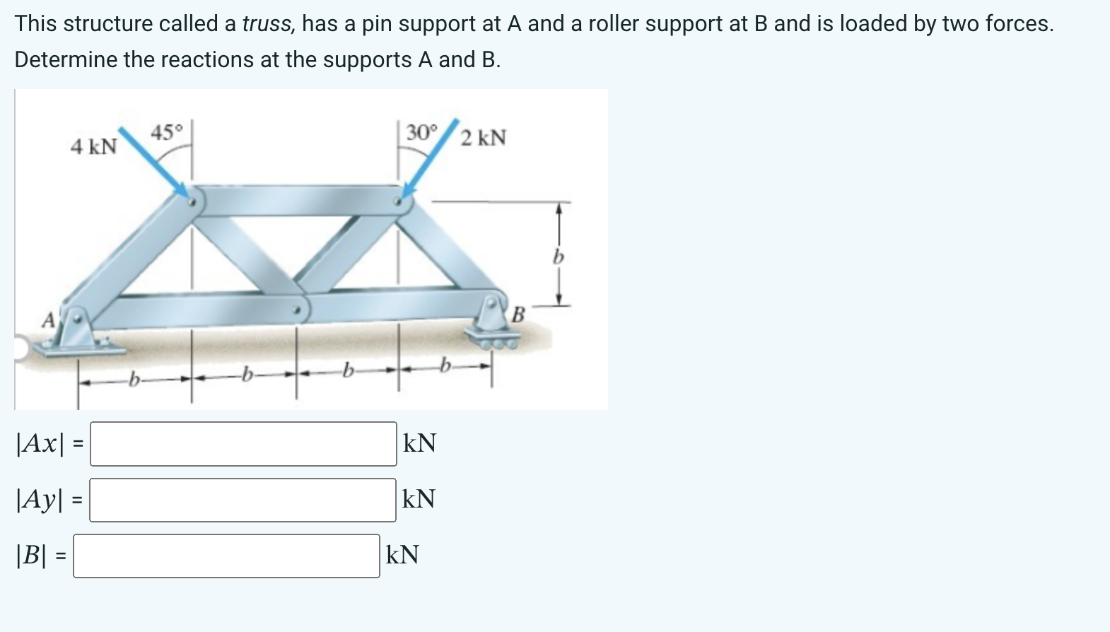 This structure called a truss, has a pin support