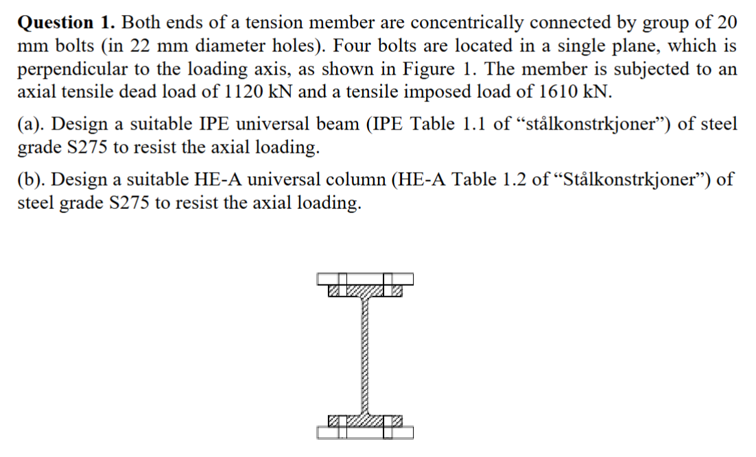 Question 1 . Both ends of a tension member are