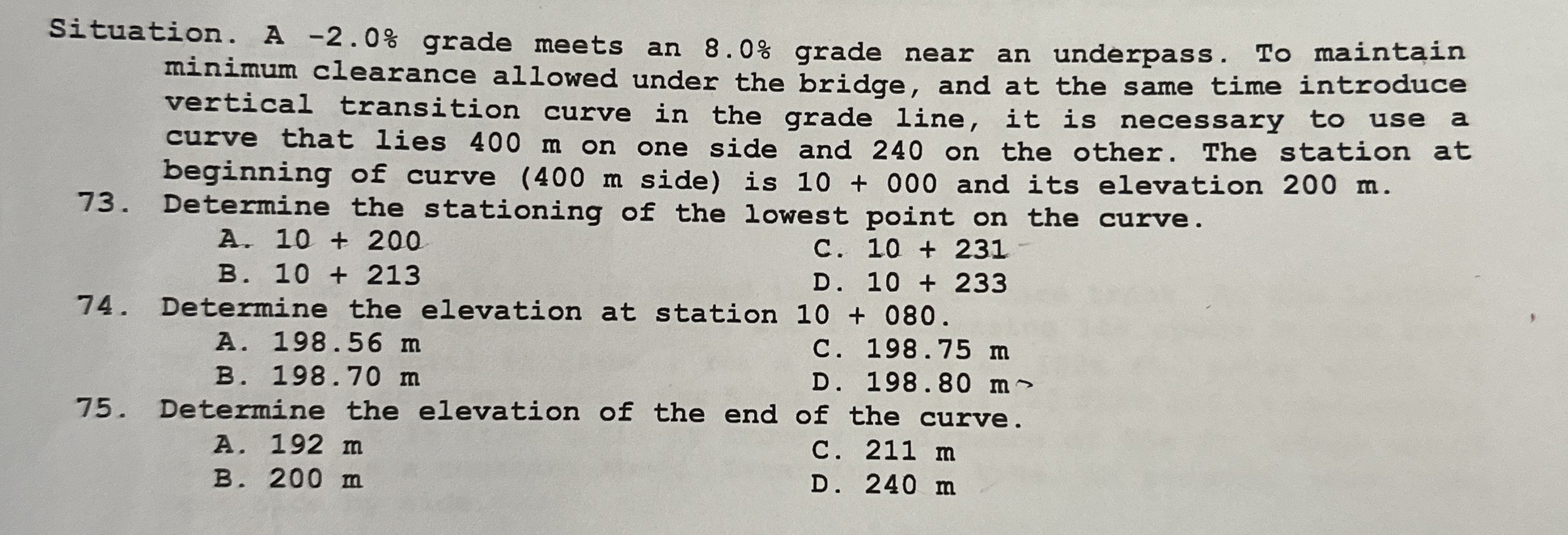 Situation. A - 2 . 0 % grade meets an 8 . 0 %