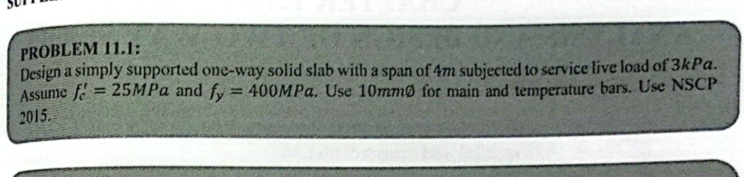 PROBLEM 1 1 . 1 : Design a simply supported one -