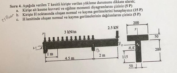 Soru 4 . A a da verilen T kesitli kiri te verilen
