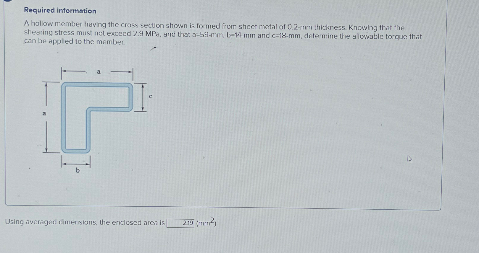 Required information A hollow member having the