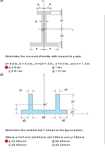 Determine the moment of ineria with respect to y
