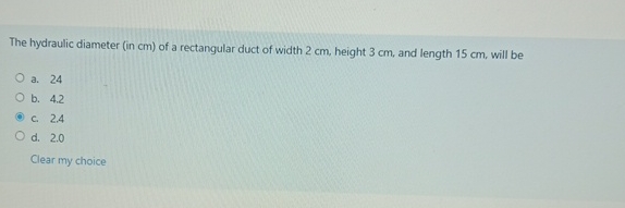 The hydraulic diameter ( in cm ) of a rectangular