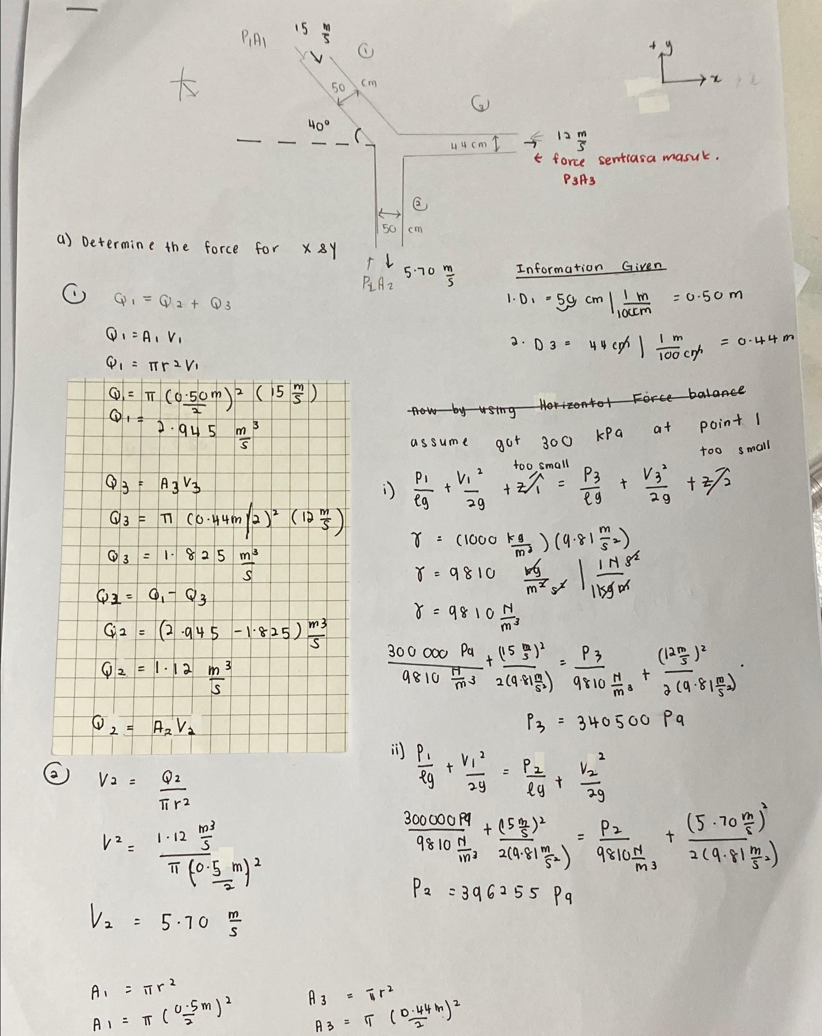 Determine the force for X and Y
