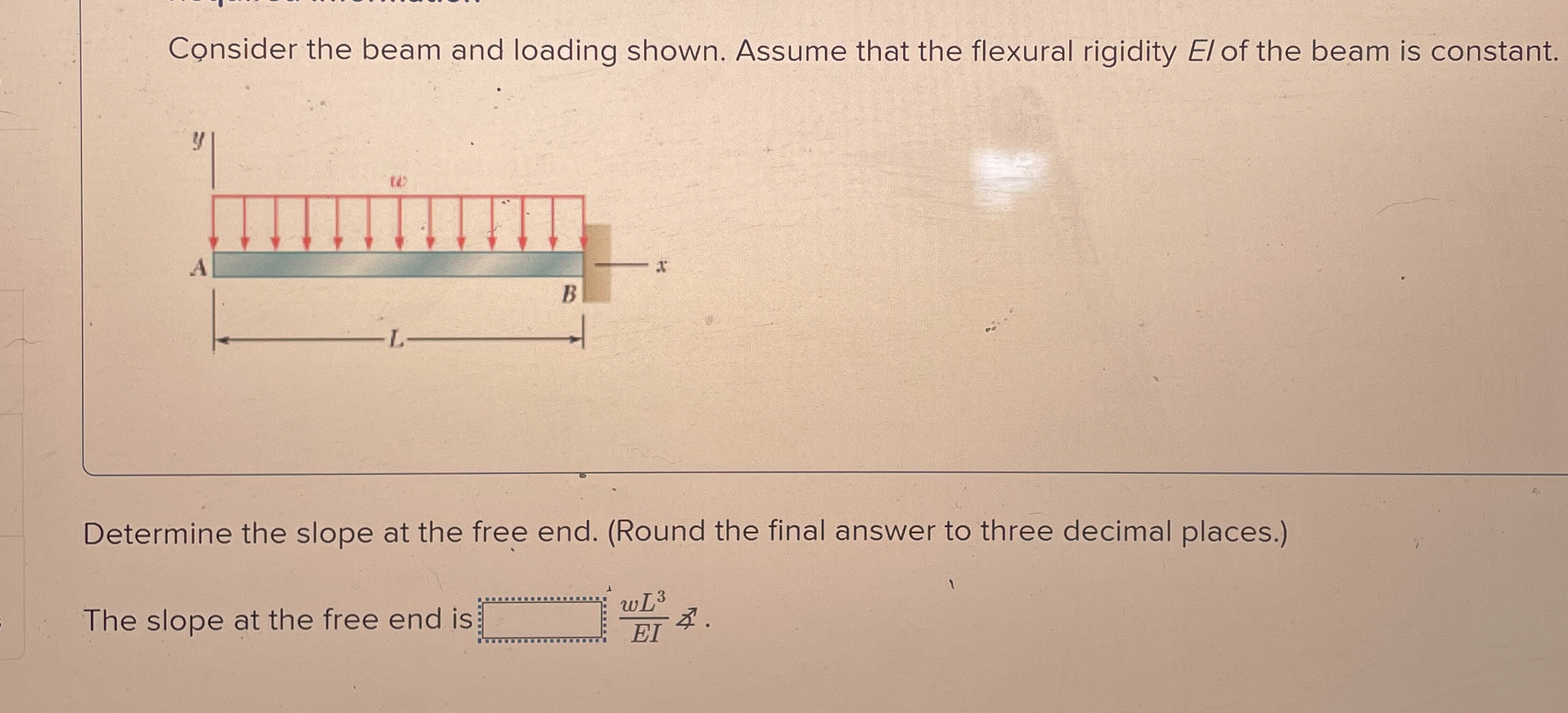 Consider the beam and loading shown. Assume that