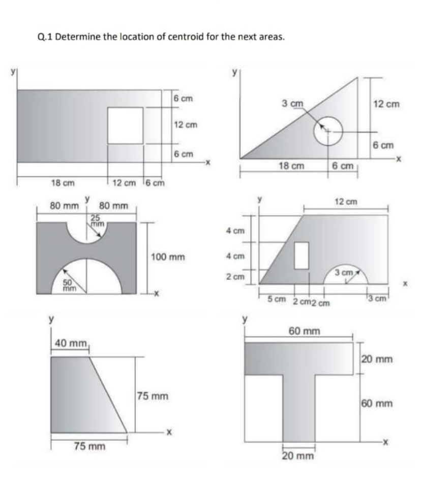 Q . 1 Determine the location of centroid for the