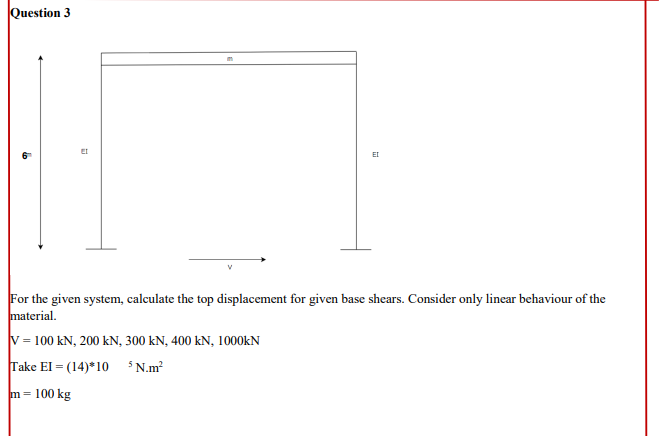 Question 3 For the given system, calculate the