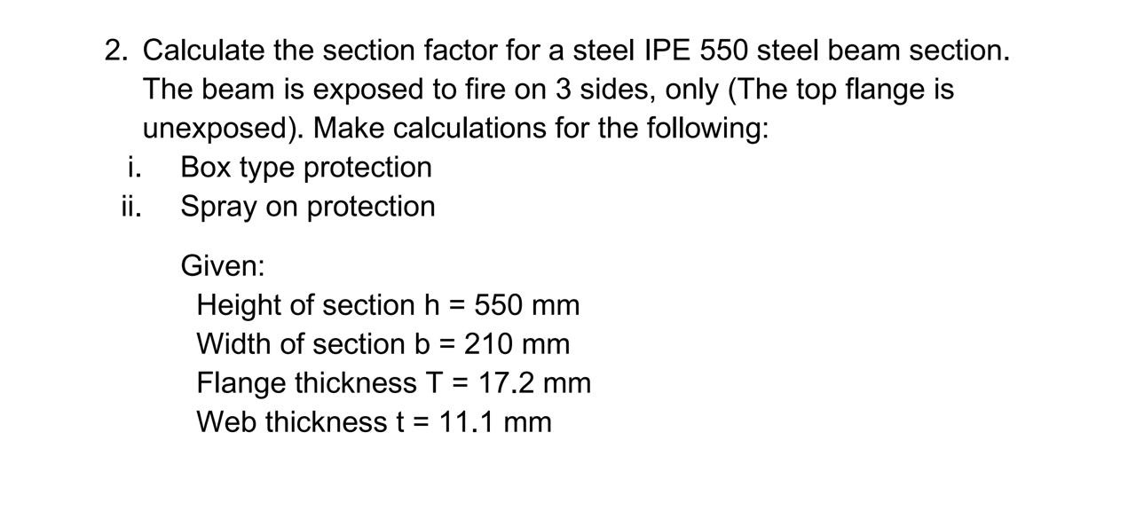 Calculate the section factor for a steel IPE 5 5