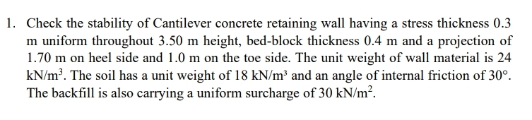 Check the stability of Cantilever concrete