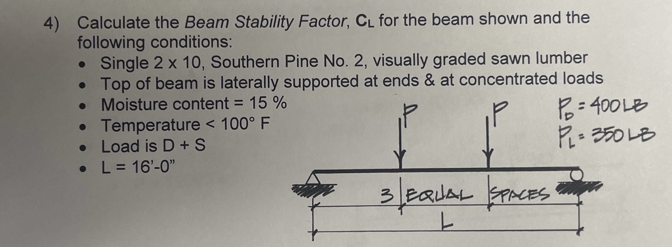Calculate the Beam Stability Factor, C L for the