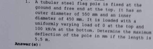 A tubular steel flag pole is fixed at the ground