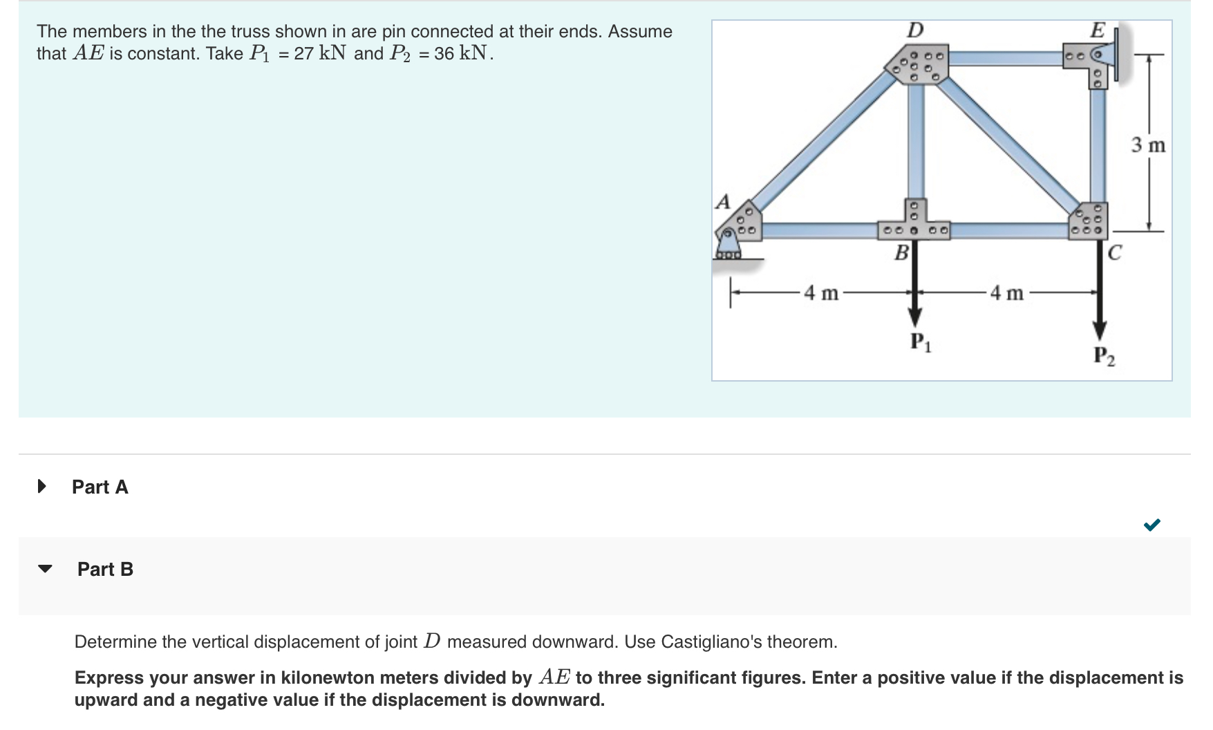 The members in the the truss shown in are pin