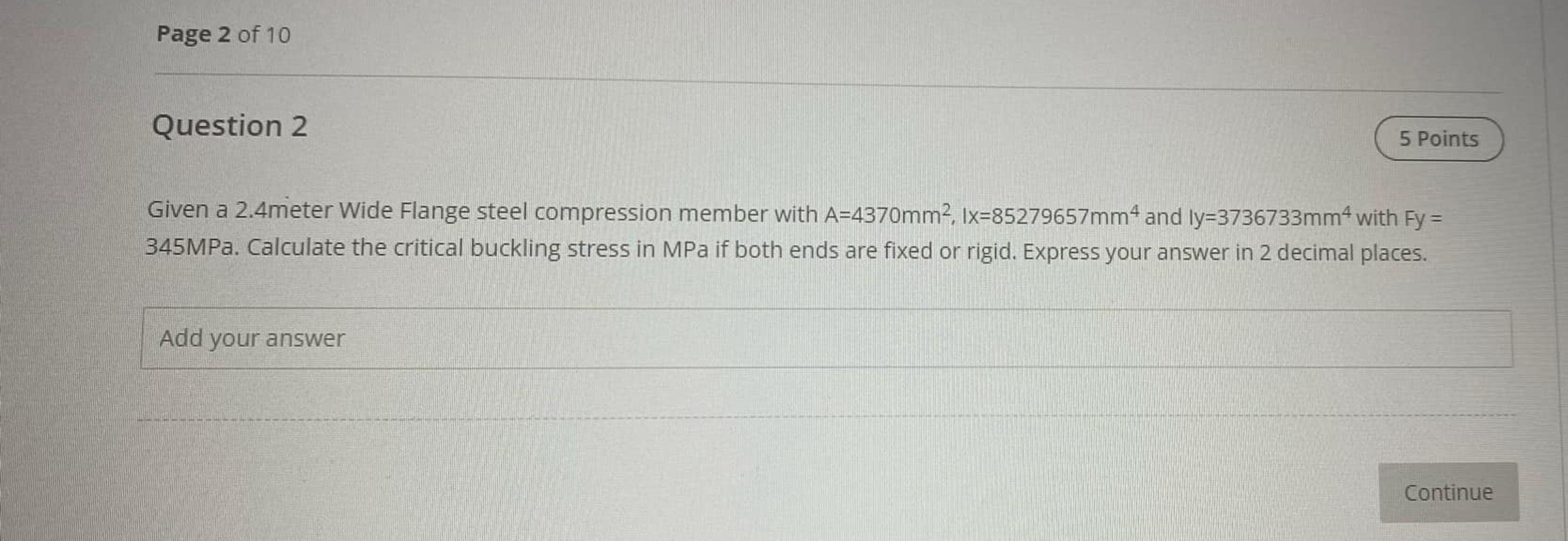 Given a 2 . 4 meter Wide Flange steel compression