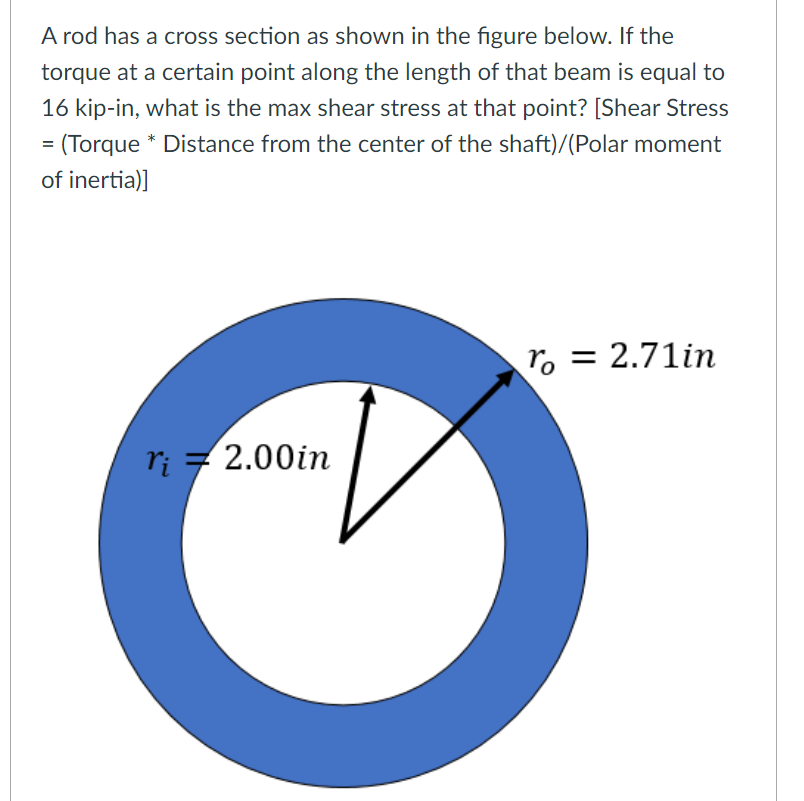A rod has a cross section as shown in the figure