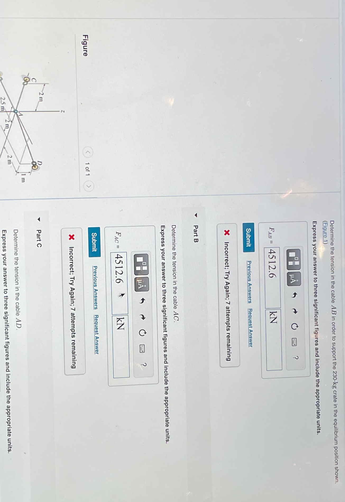 Determine the tension in the cable A B in order