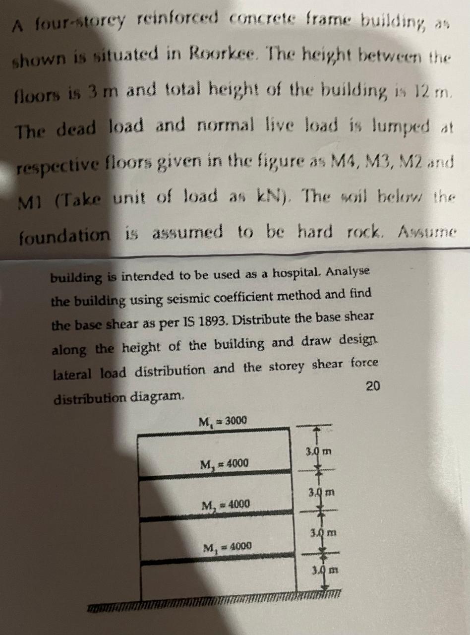 A four - storey reinforced concrete frame