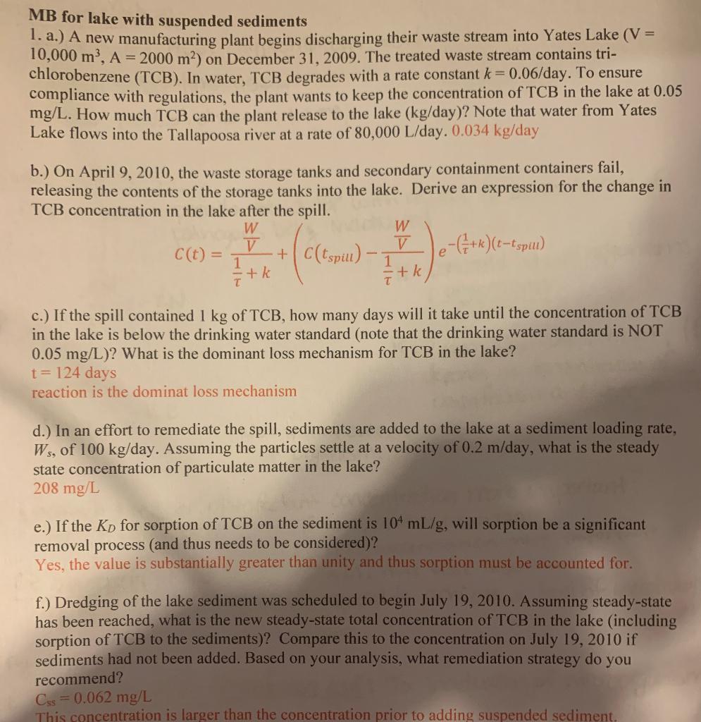 Please solve for C using answers from a and b and