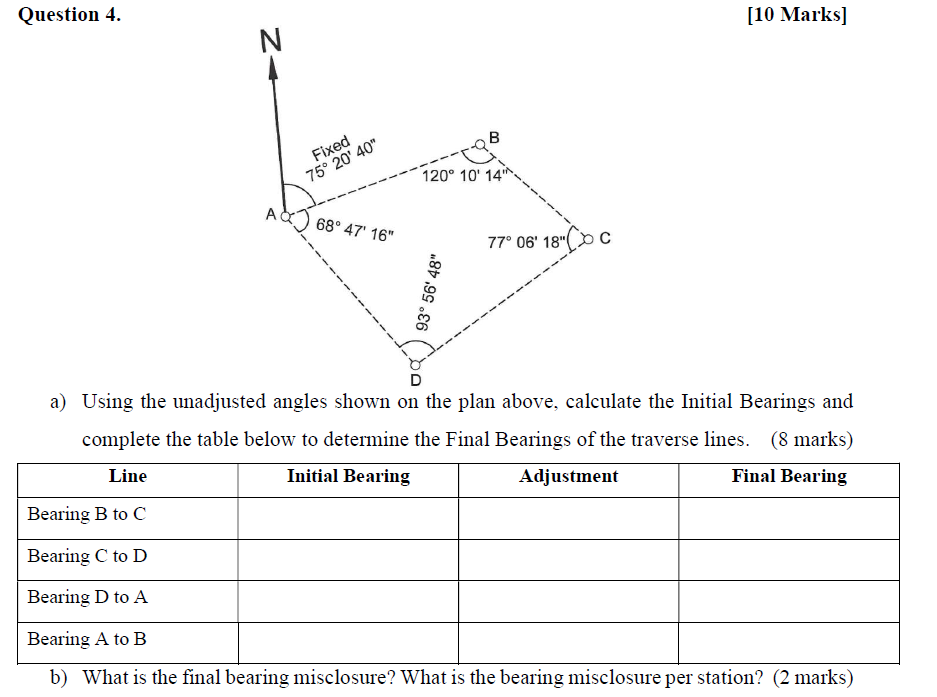 Question 4 . [ 1 0 Marks ] a ) Using the