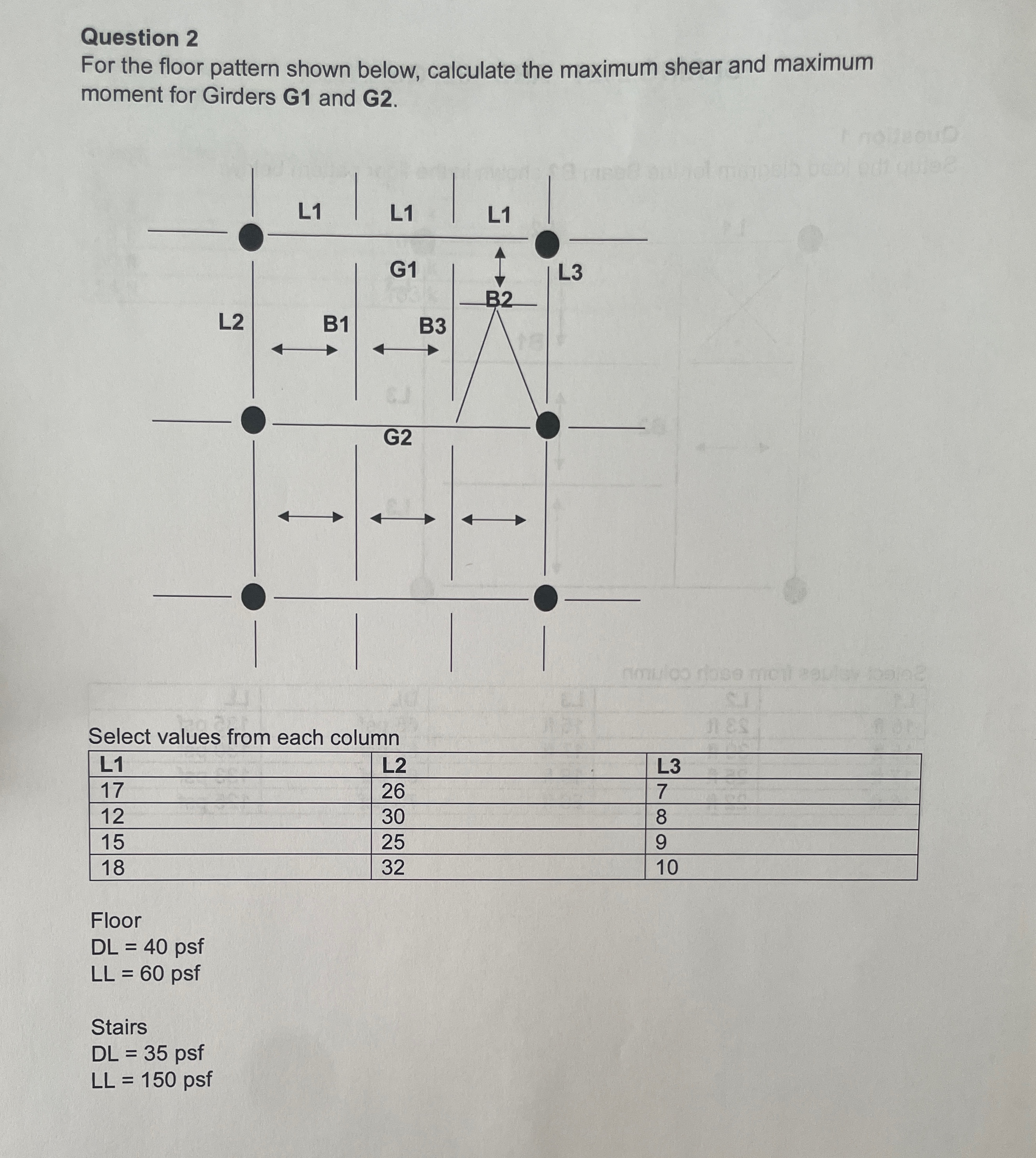 Question 2 For the floor pattern shown below,