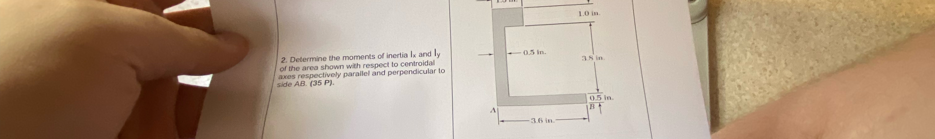 Determine the moments of inertia I x and I y of