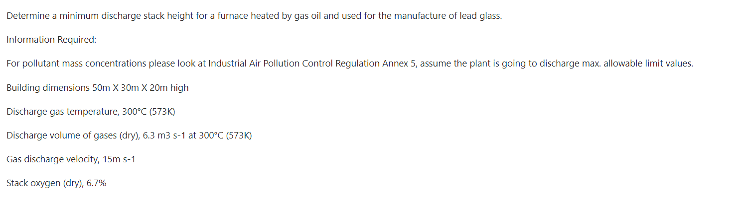 Determine a minimum discharge stack height for a
