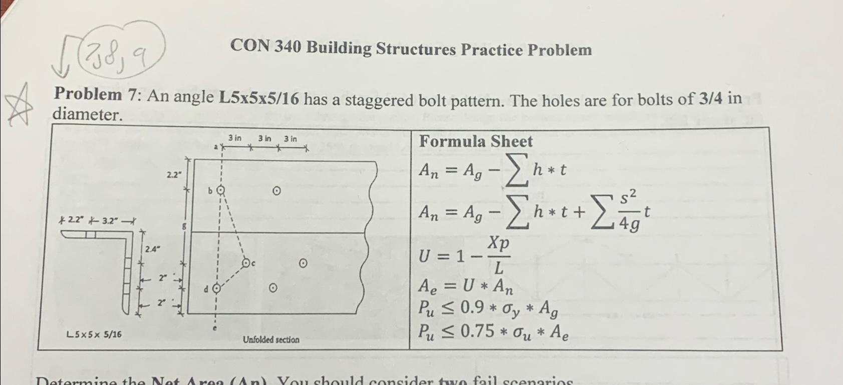 CON 3 4 0 Building Structures Practice Problem