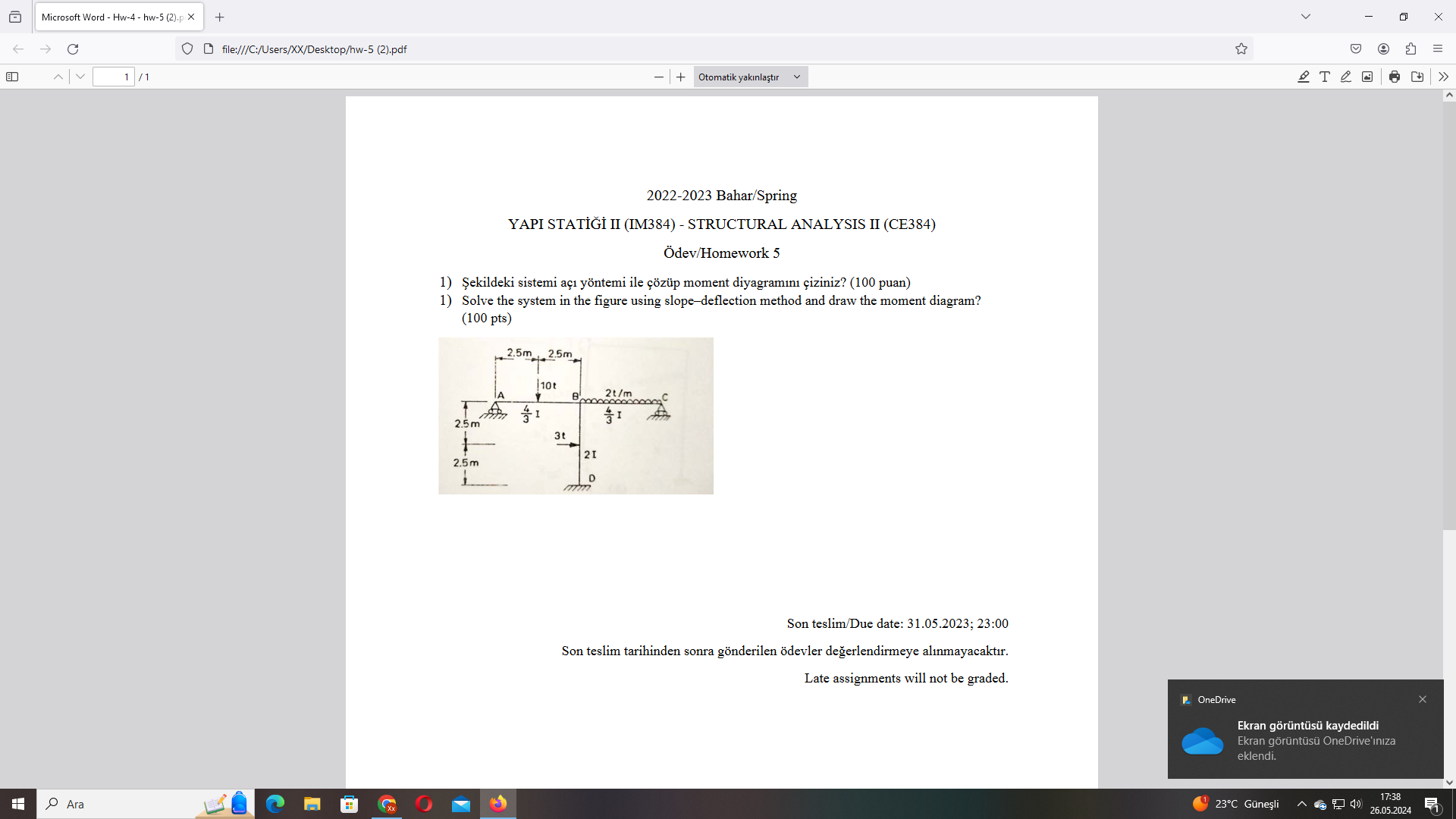 Solve the system in the figure using slope -
