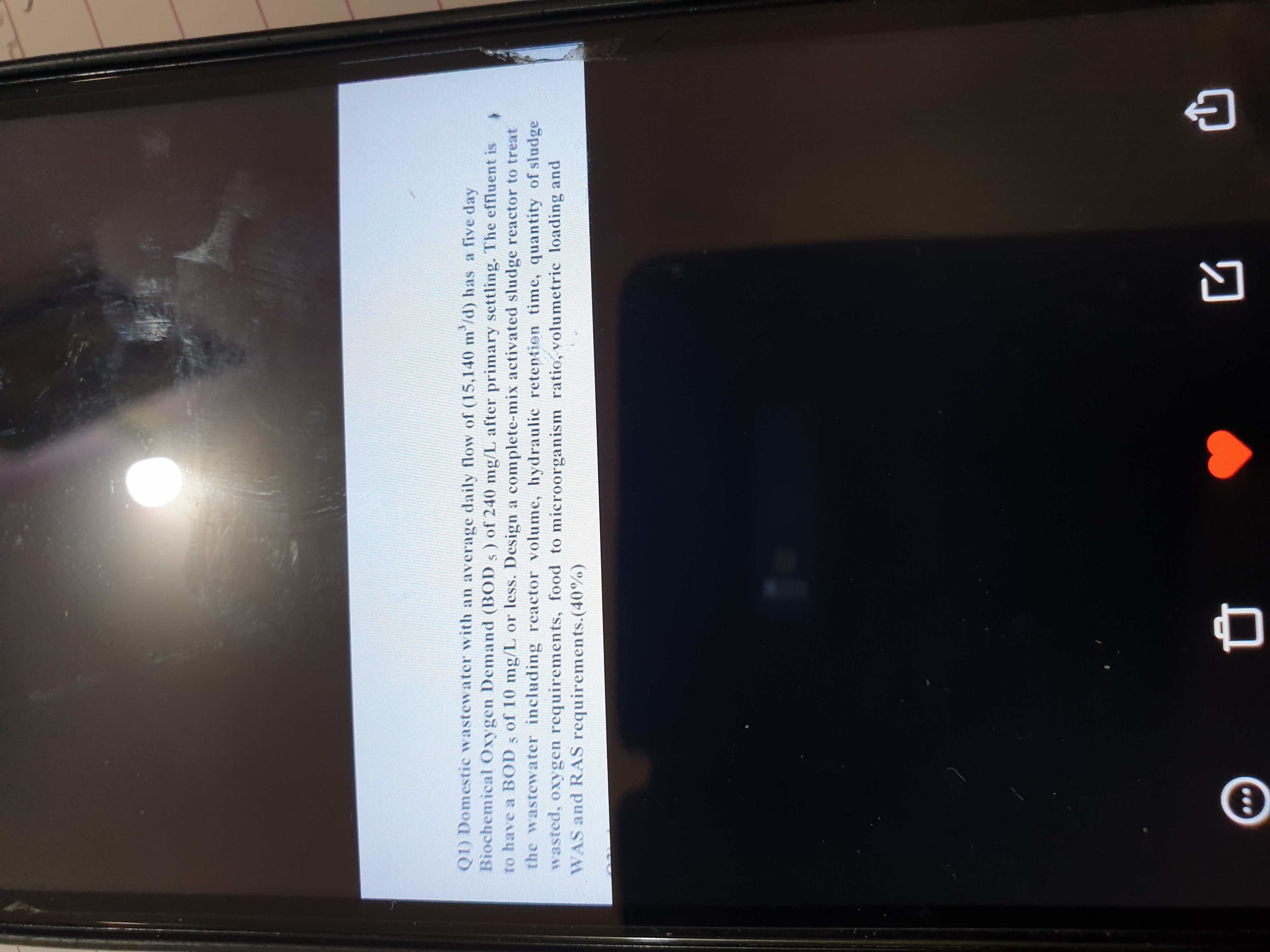 Domestic wastewater with an average daily flow of