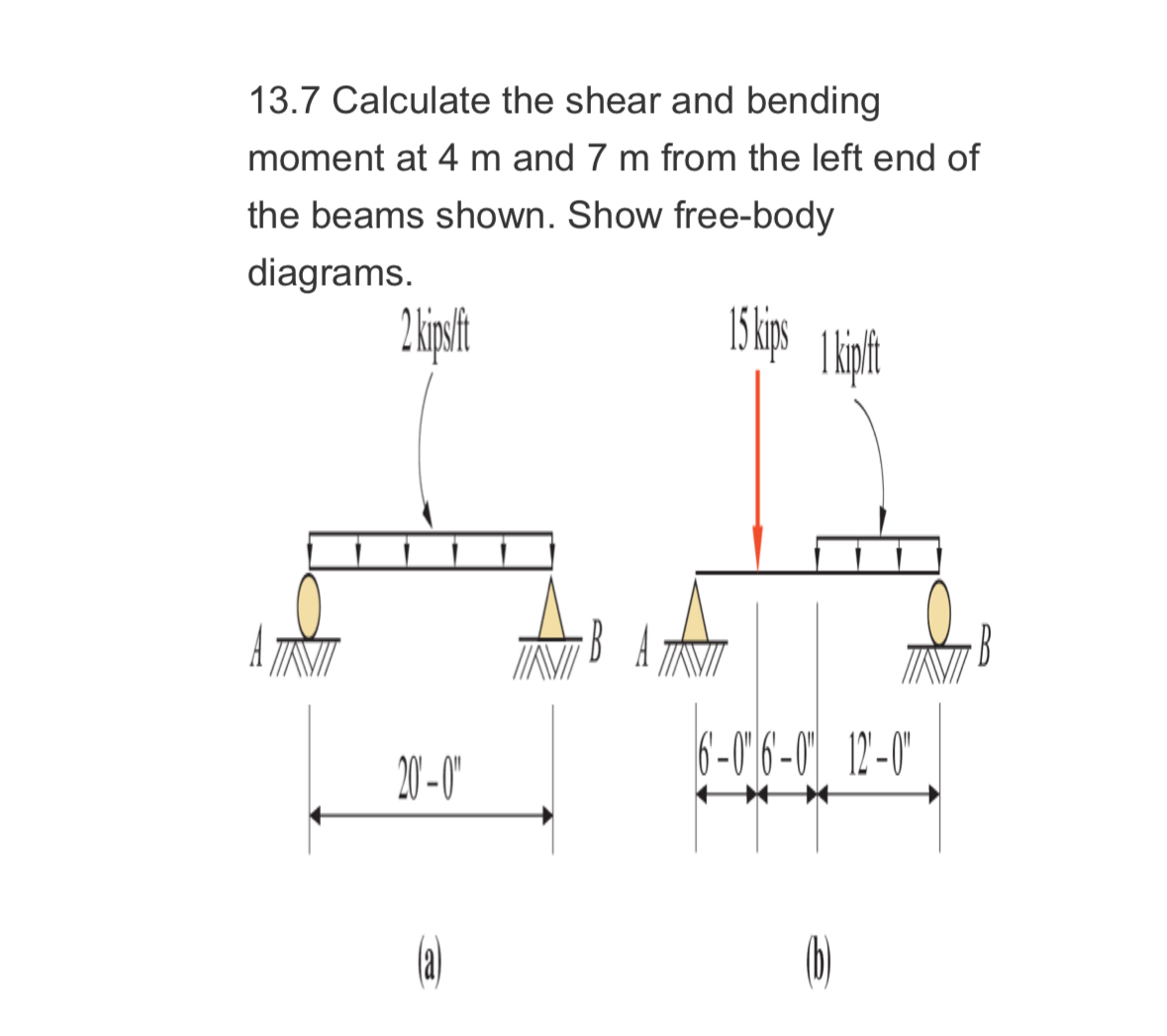 1 3 . 7 Calculate the shear and bending moment at