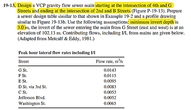 1 9 - 1 3 . Design a VCP gravity flow sewer main