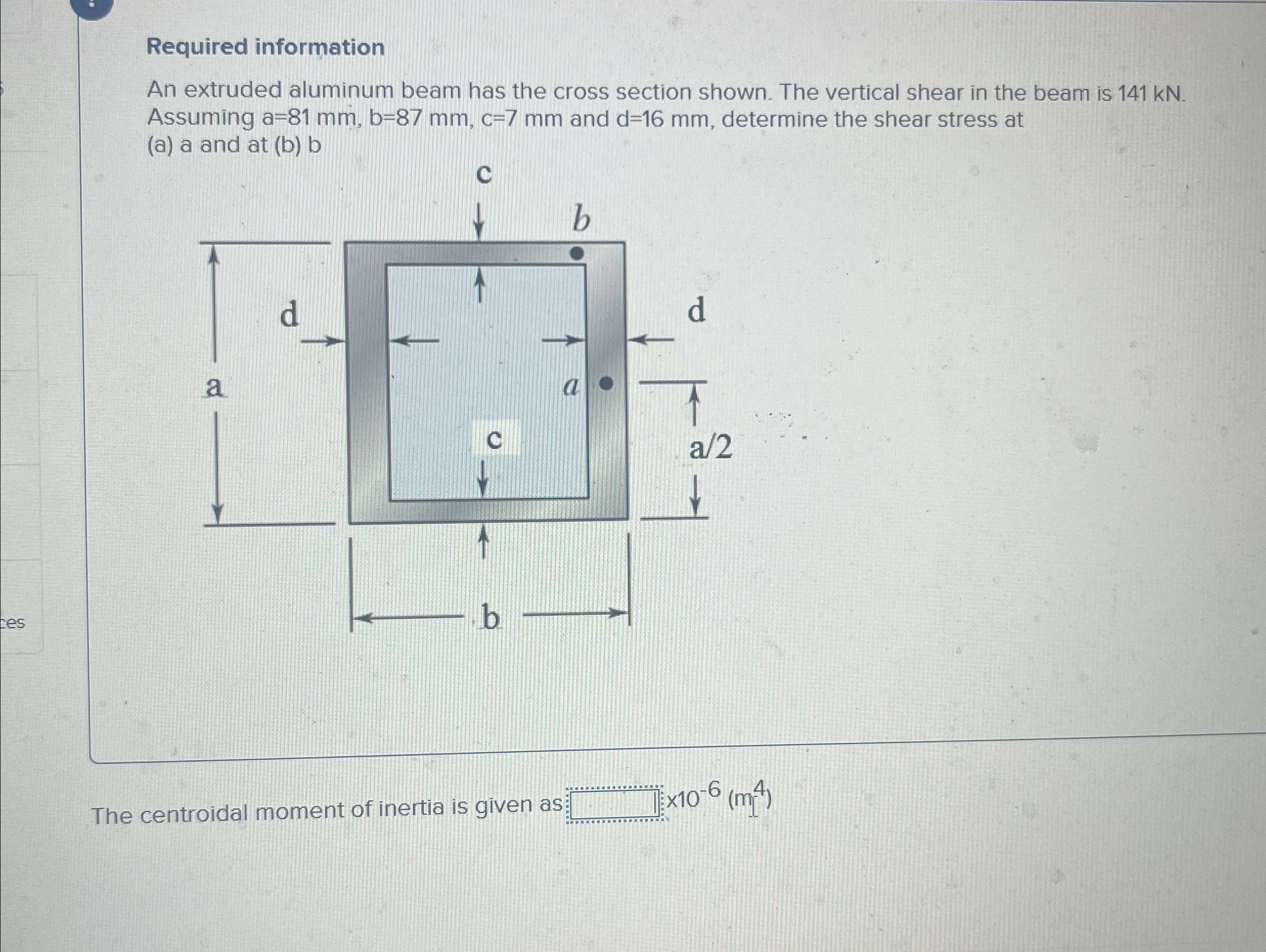 Required information An extruded aluminum beam