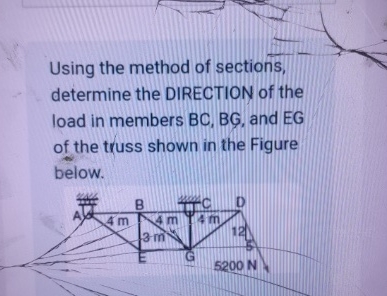 Using the method of sections, determine the