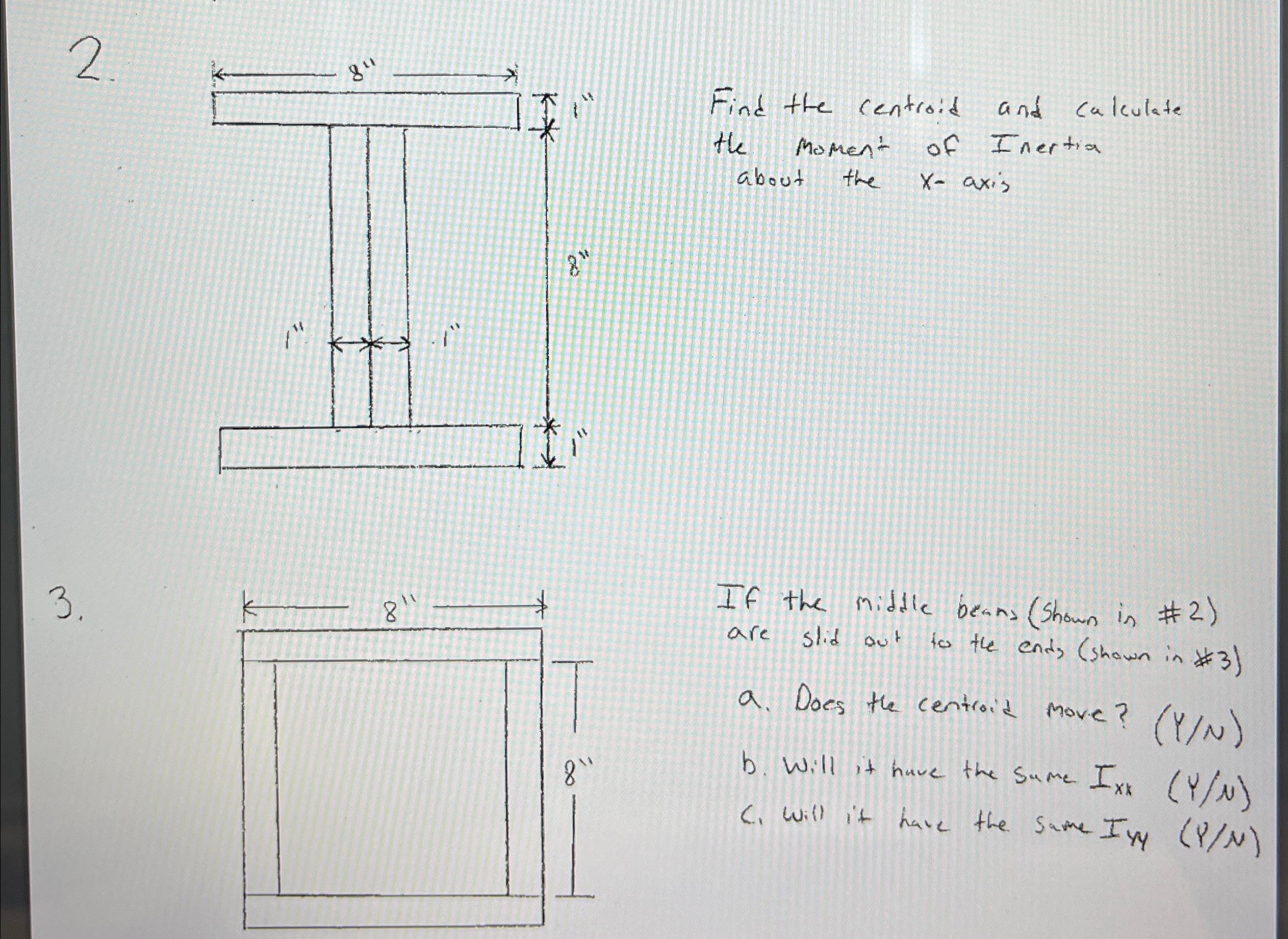 2 Find the centroid and calculate the moment of