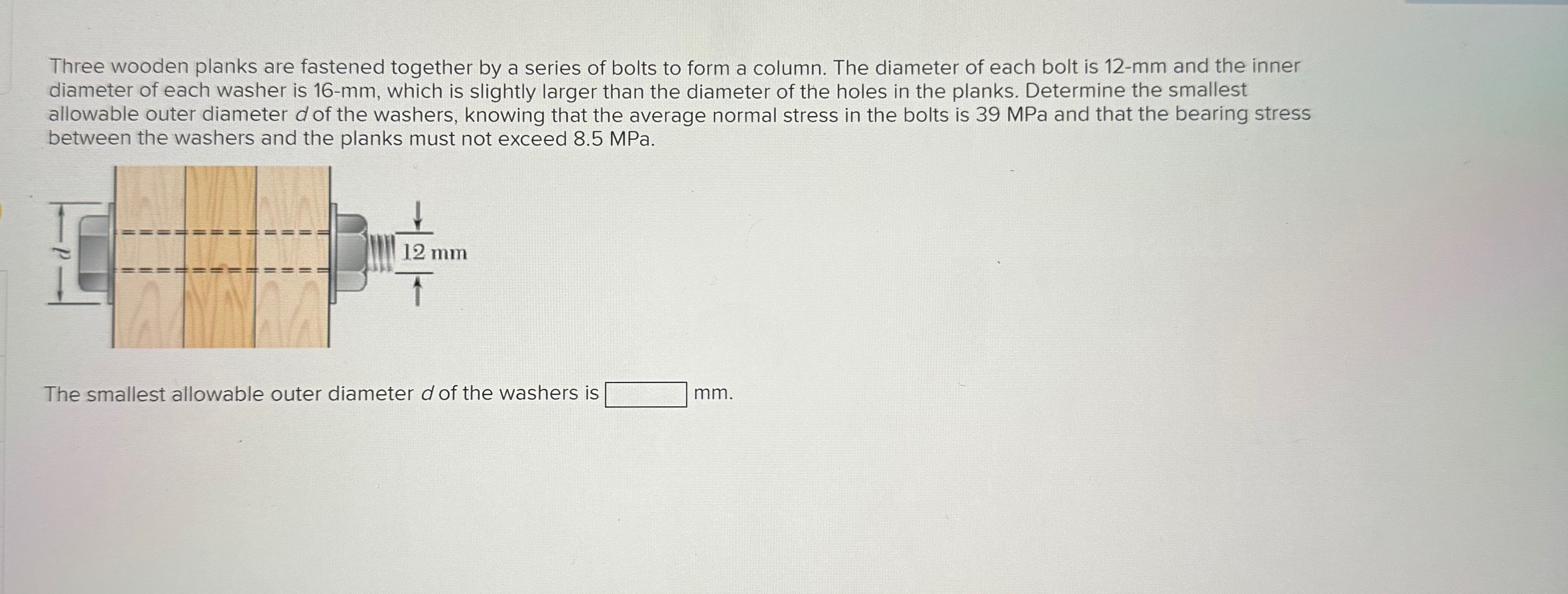 Three wooden planks are fastened together by a