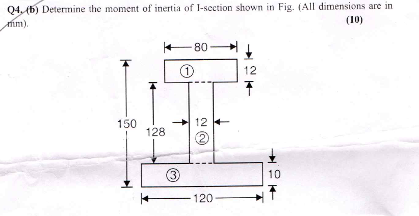Q 4 . ( b ) Determine the moment of inertia of I