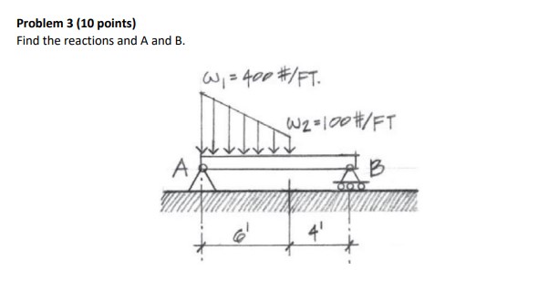 Problem 3 ( 1 0 points ) Find the reactions and A