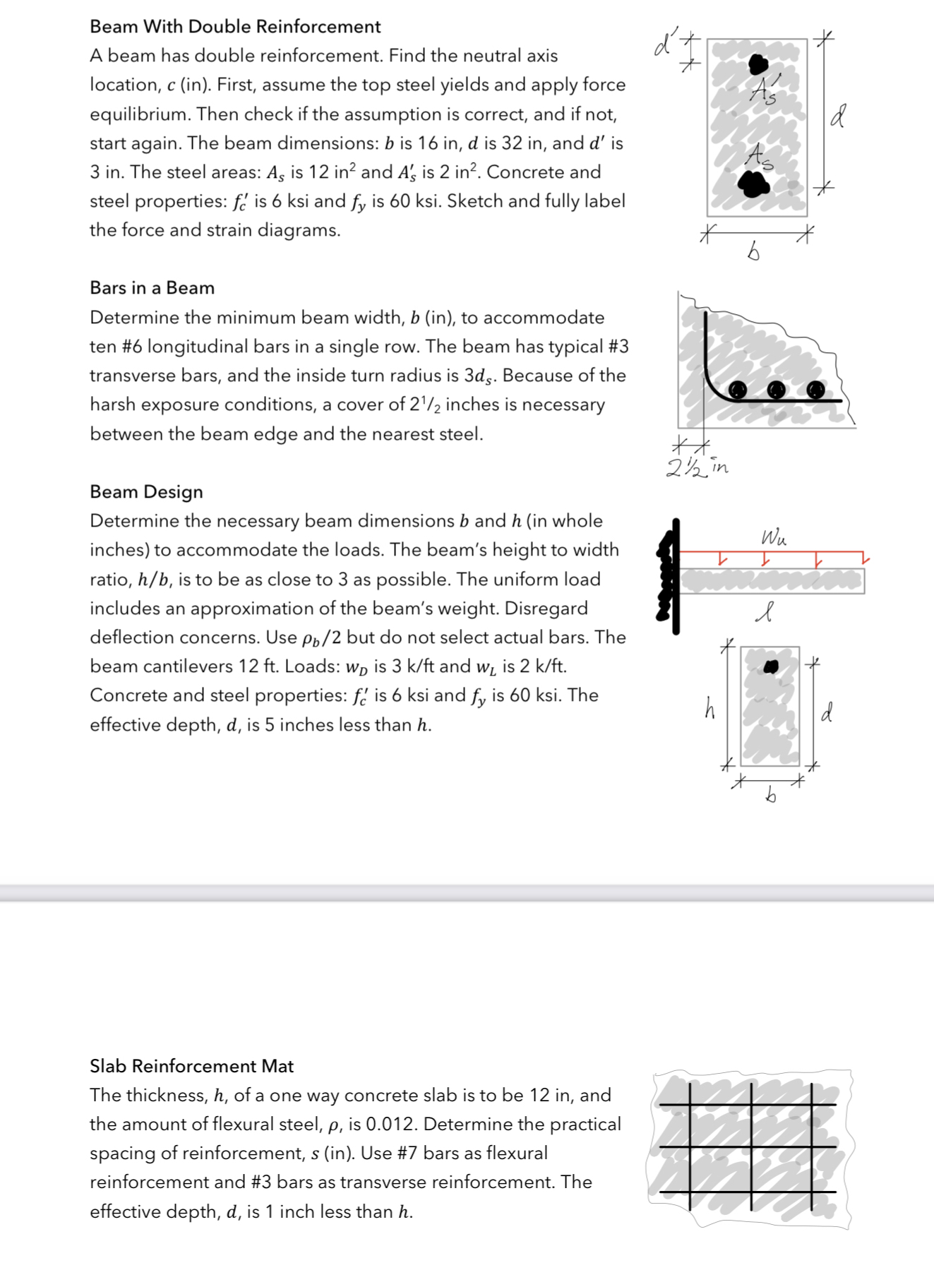 Beam With Double Reinforcement A beam has double