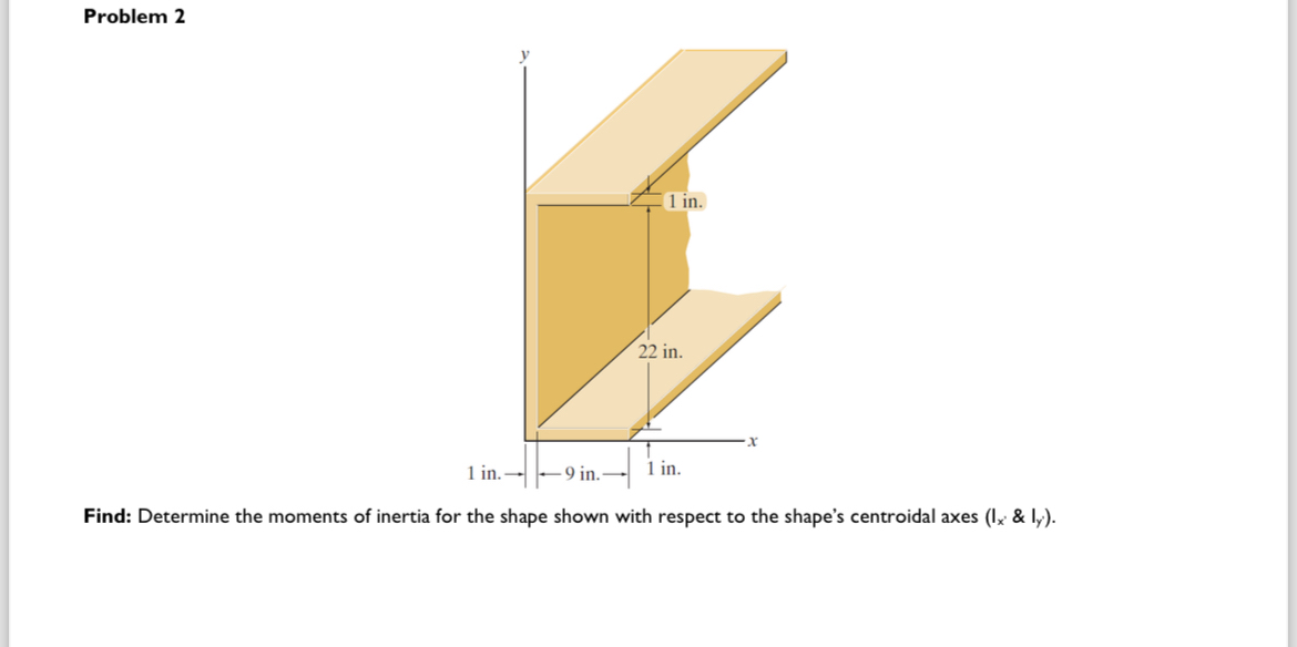 Problem 2 Find: Determine the moments of inertia